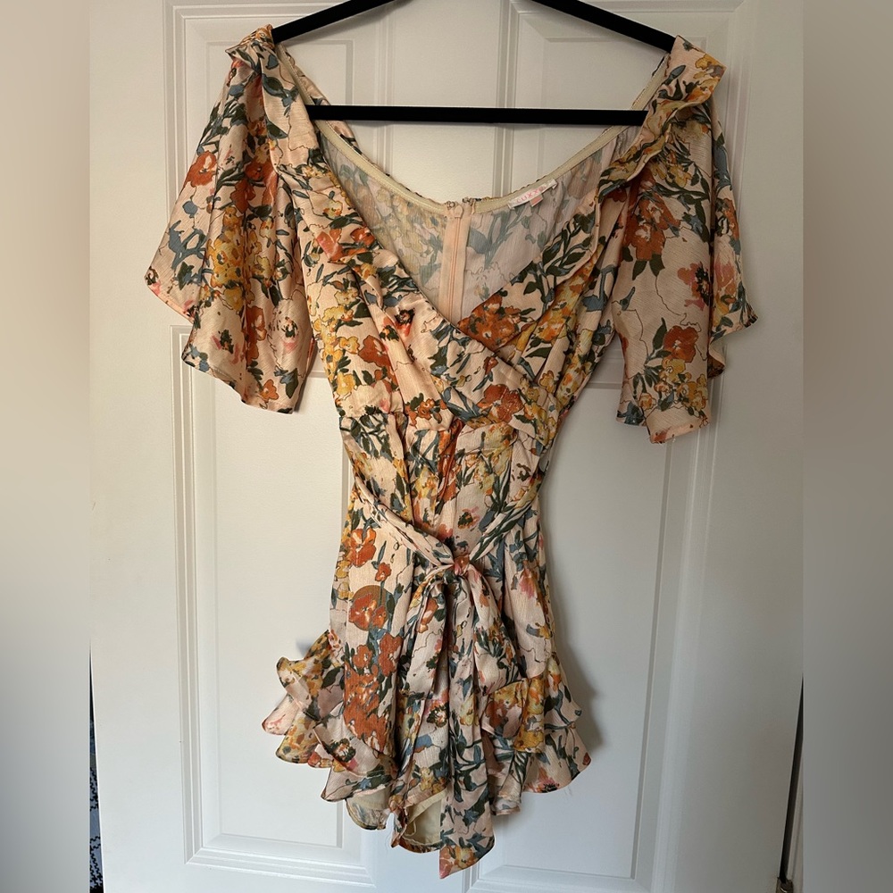 Off the shoulder floral romper
